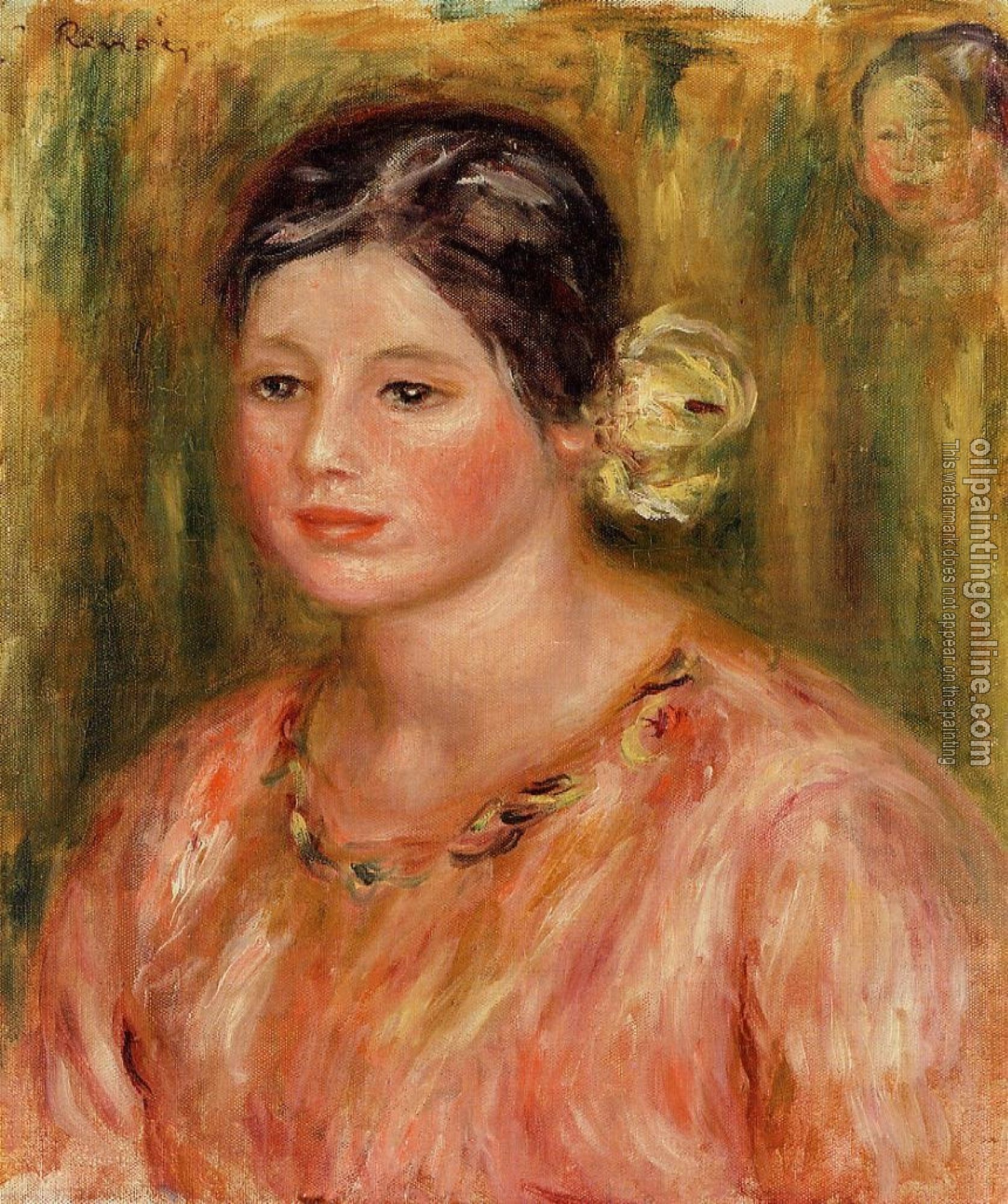 Renoir, Pierre Auguste - Head of a Young Girl in Red